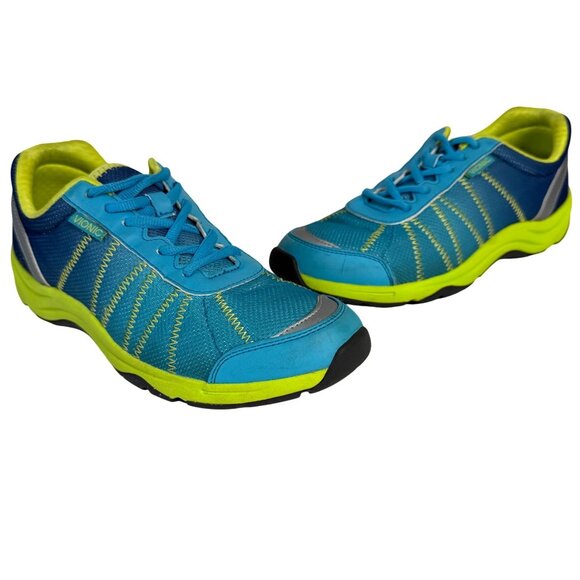 Vionic Womens Alliance Sneakers Size 8 Blue Neon Yellow Athletic Shoes Everyday - Picture 2 of 14